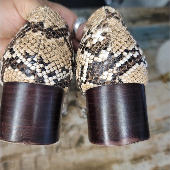 ANTHROPOLOGIE SERAPHINA SNAKESKIN EMBOSSED LEATHER POINTED TOE BLOCK HEE… - Picture 5 of 15